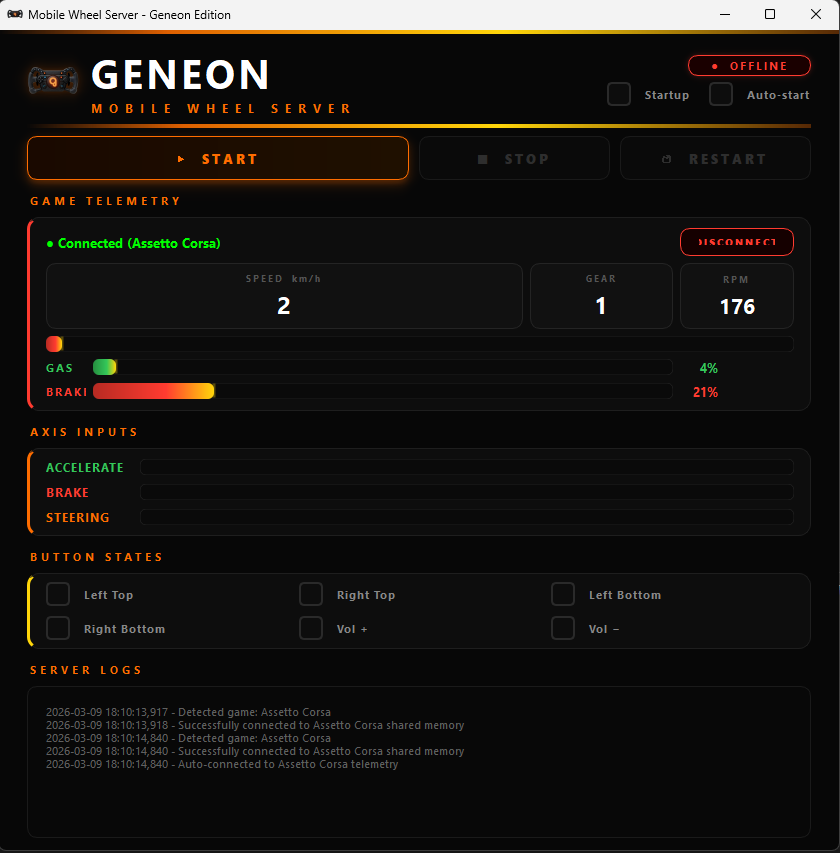 Interfaz del servidor Python de MobilWheel